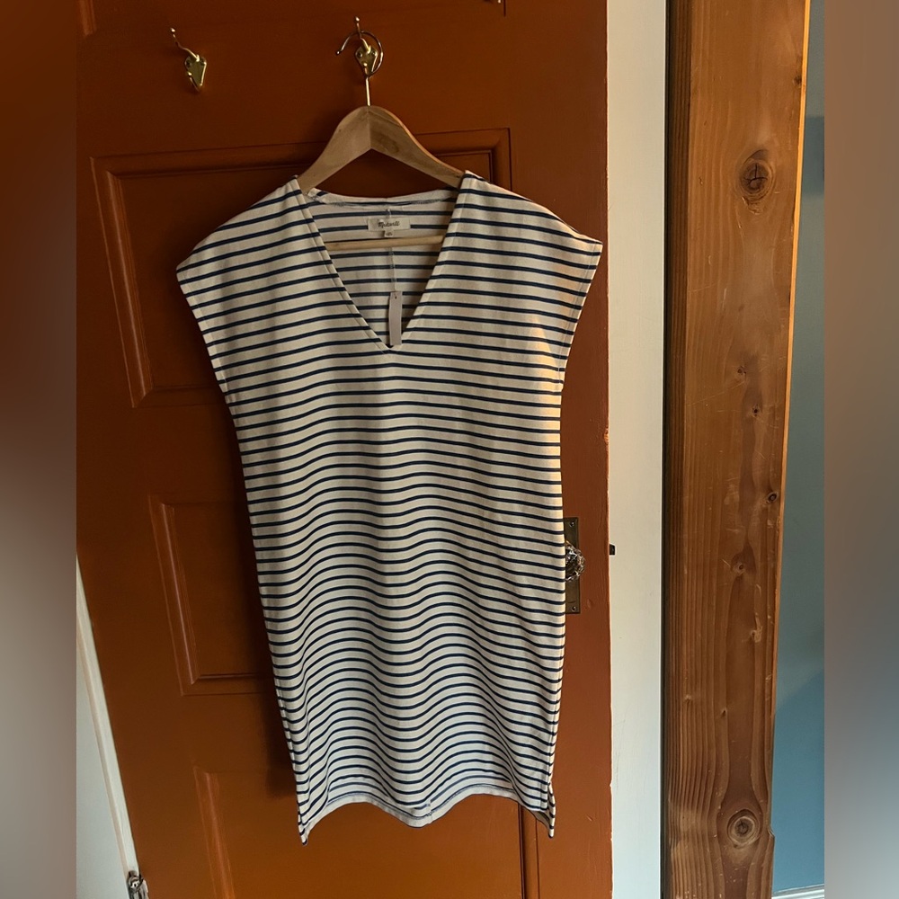 NWT Madewell Vacances v-neck shift dress stripes XS
